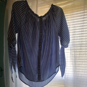 Off the shoulder stripped shirt